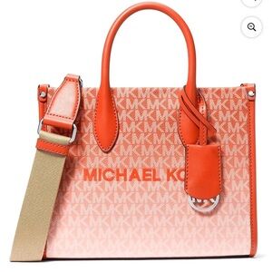 Michael Kors Coral and Beige Satchel